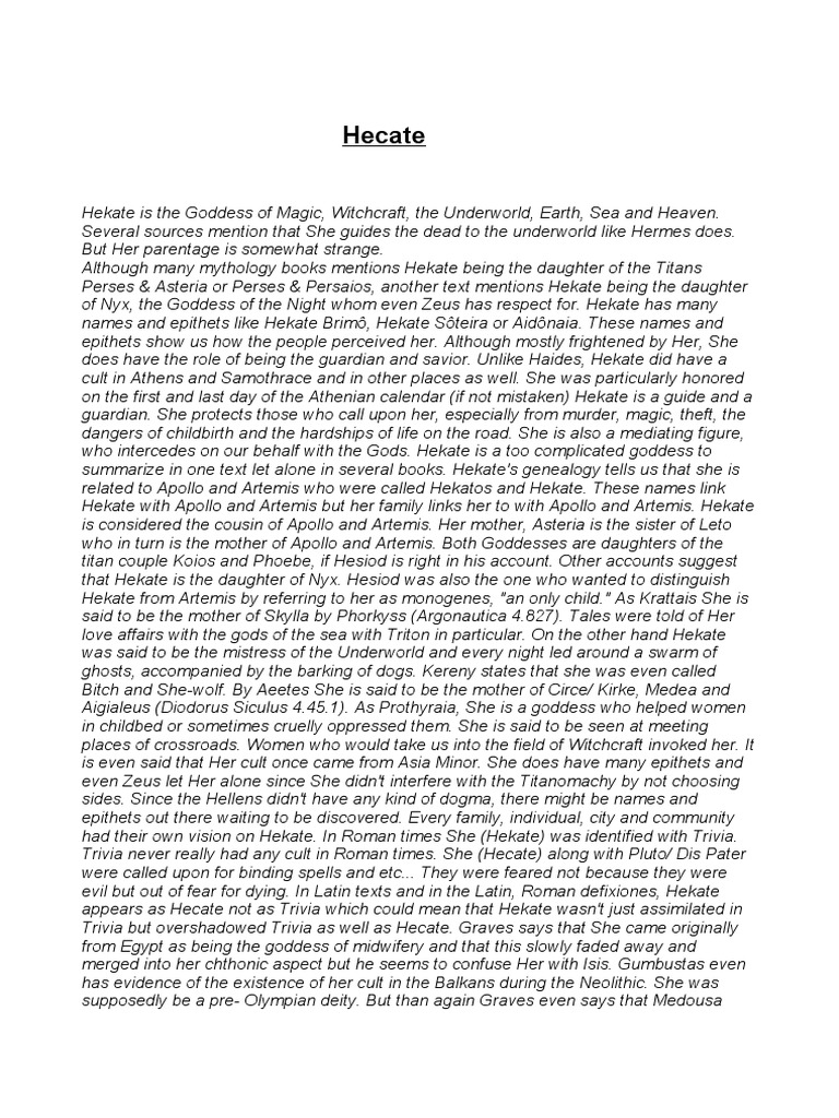 Hekate PDF Persephone Greek Mythology