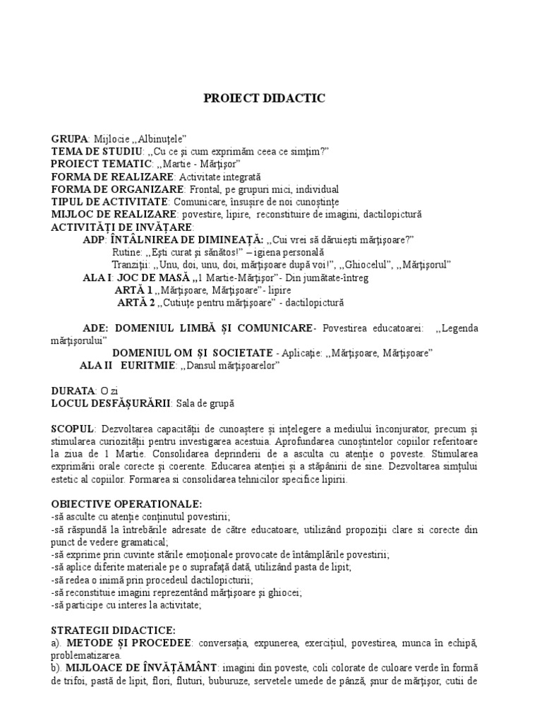 Proiect Didacticmartisor