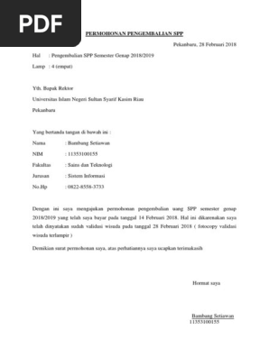 Surat Rasmi Permohonan Refund Nashanorla