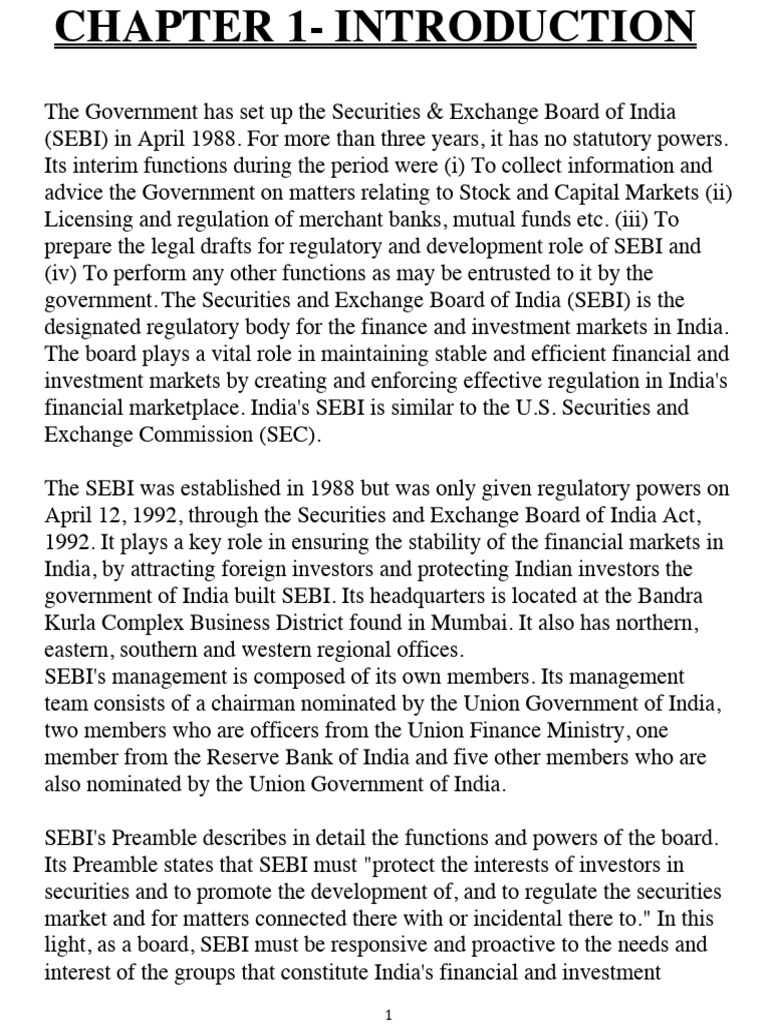 A Project On Sebi | Download Free PDF | Securities (Finance ...