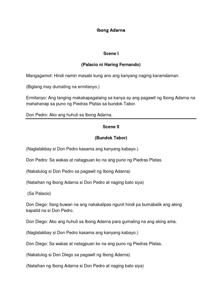 Ibong Adarna Script | PDF