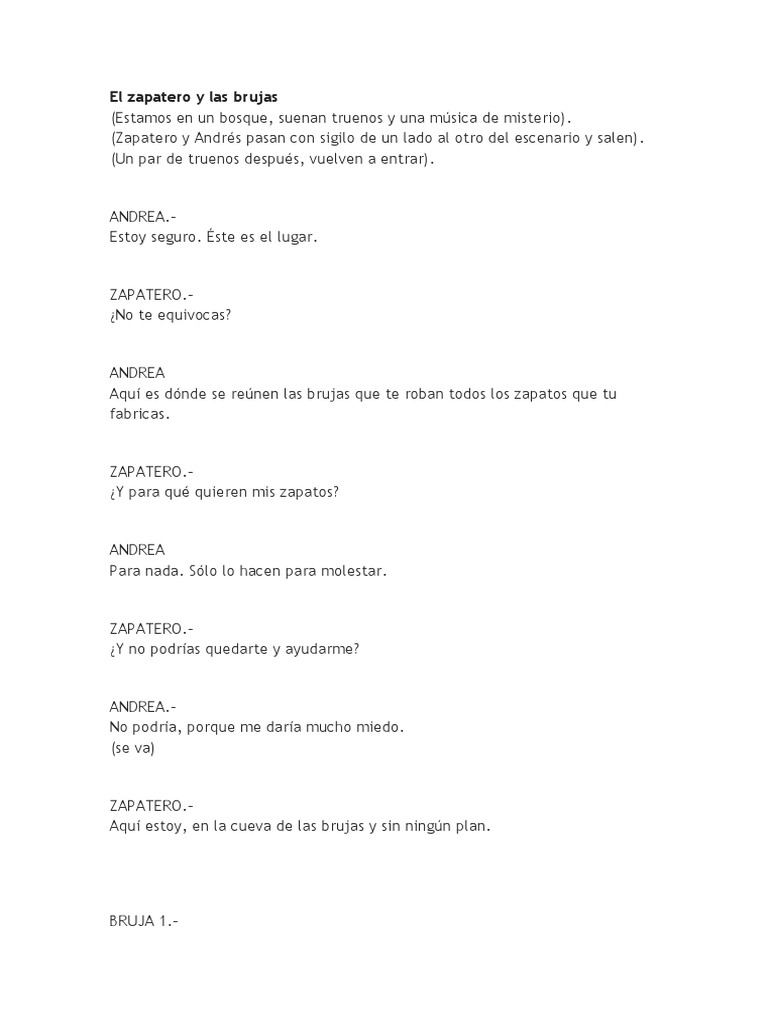 El zapatero y las brujas: comedia mágica | PDF | Ocio