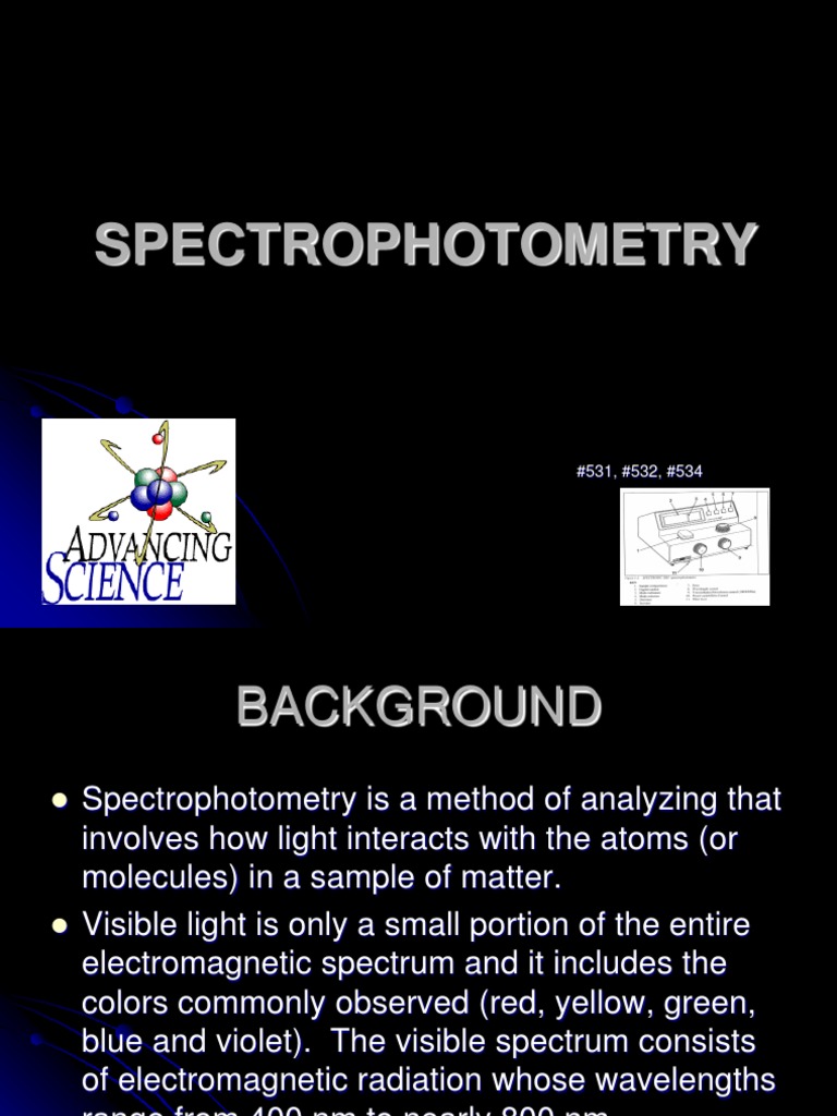 Introduction To Spectrophotometry PDF Spectrophotometry Absorbance