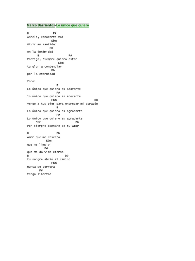 Lo Unico Que Quiero Lyrics