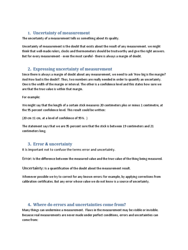 Understanding Measurement Uncertainty | PDF | Uncertainty | Confidence ...