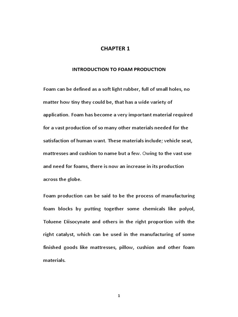 Polyurethane Foam Production Process | PDF | Polyurethane | Chemical ...