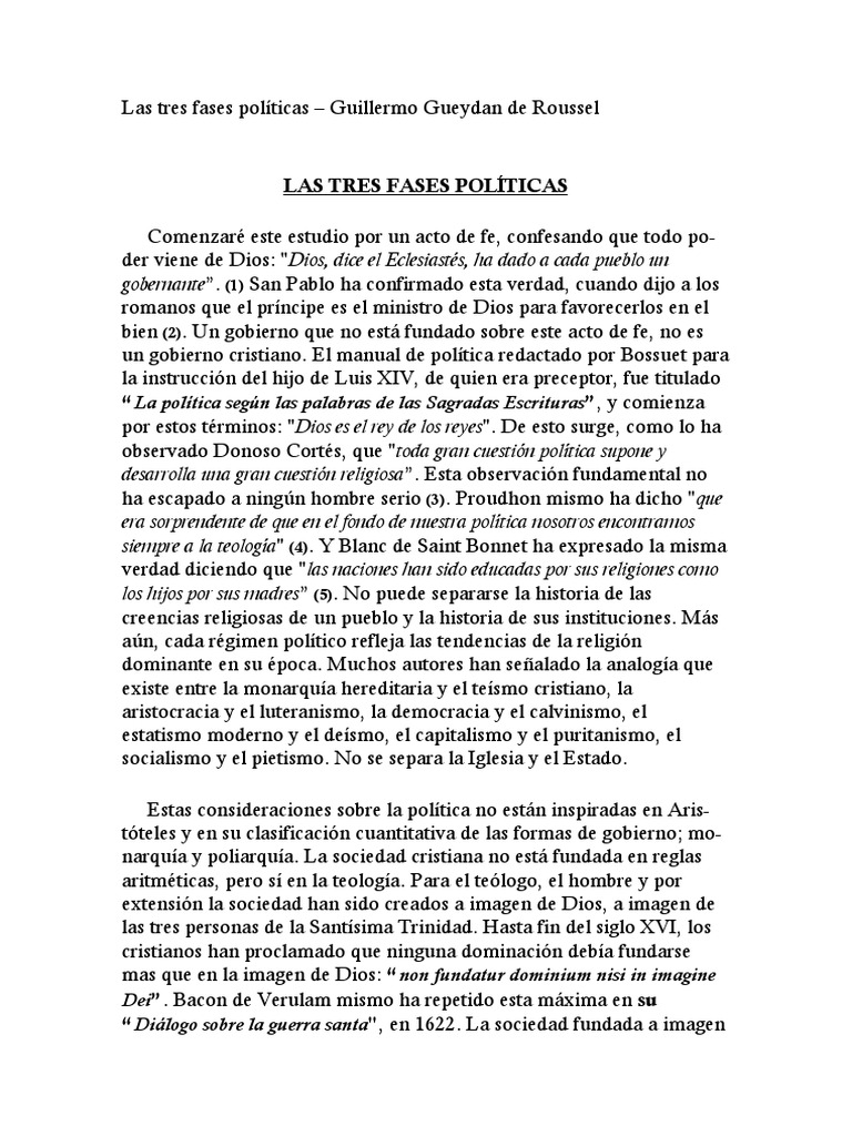 Las Tres Fases Políticas Guillermo Gueydan de Roussel PDF Monarca