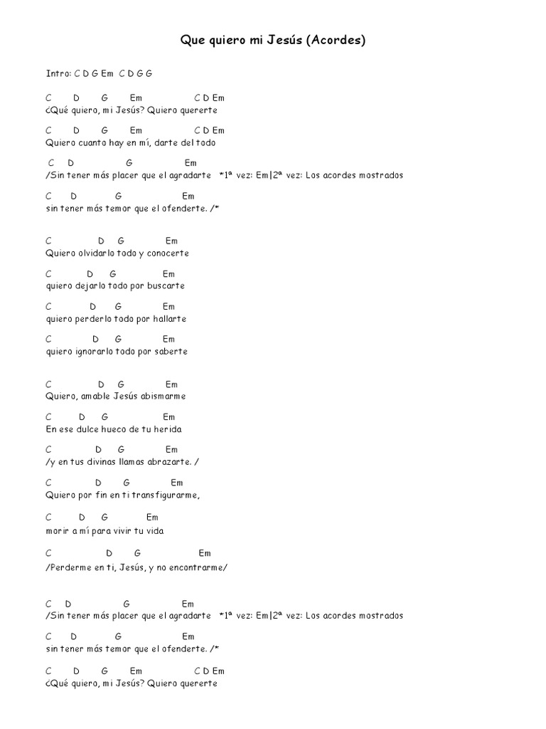 Que Quiero Mi Jesús (Acordes)