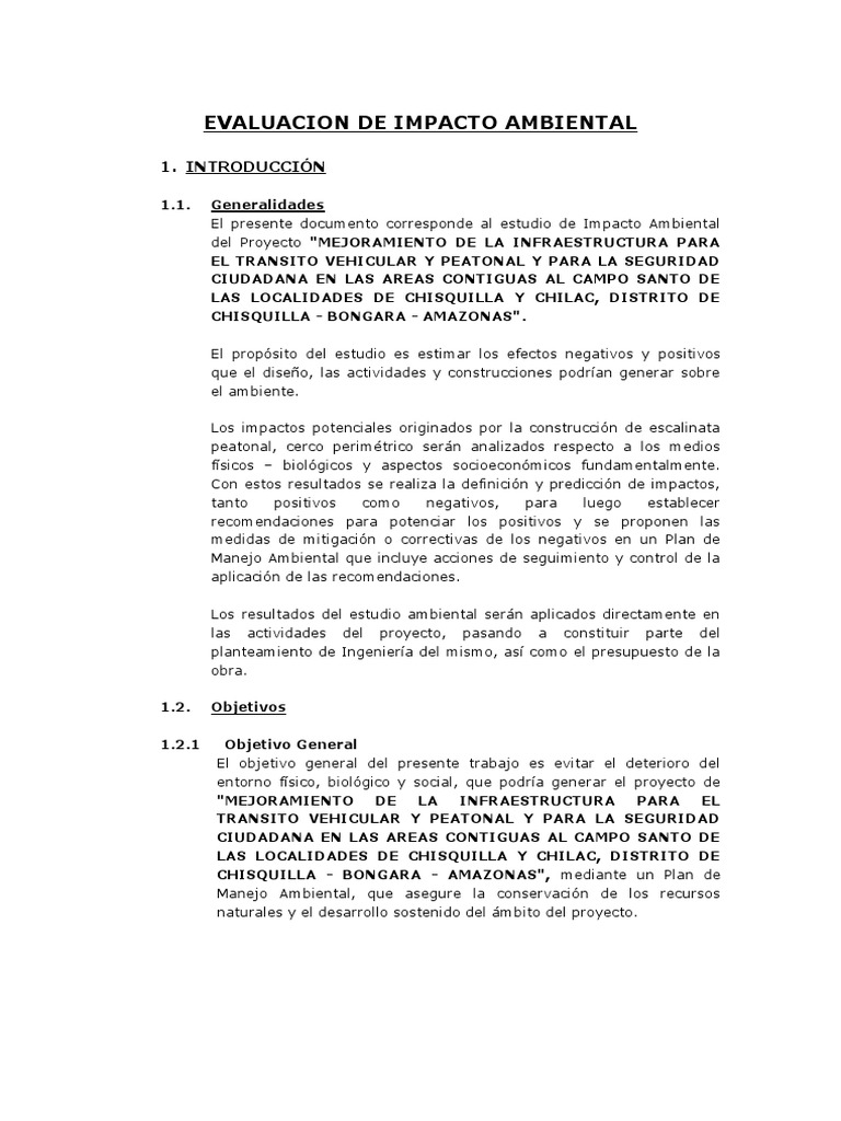 Evaluación de Impacto Ambiental en Chisquilla | PDF | Evaluación de ...