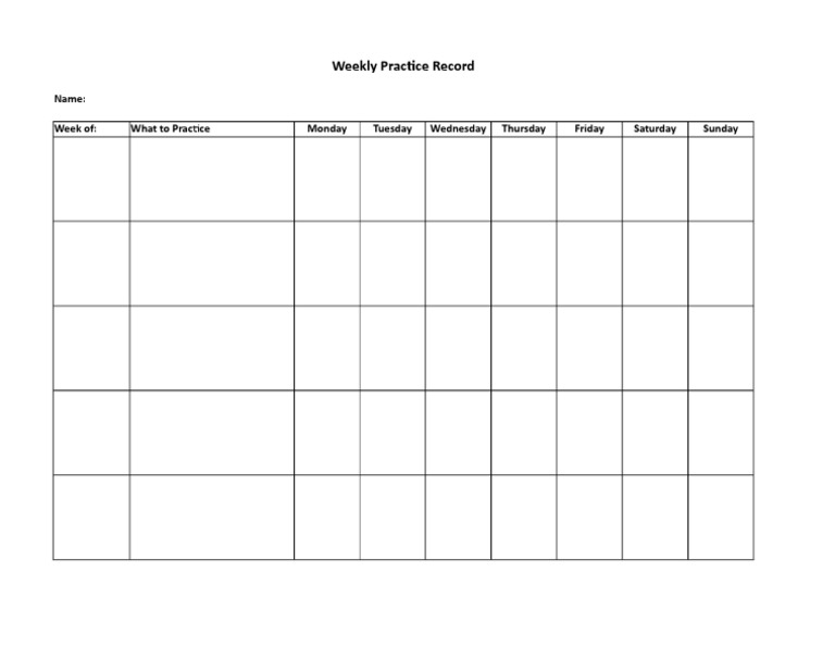 Weekly Practice Record | PDF