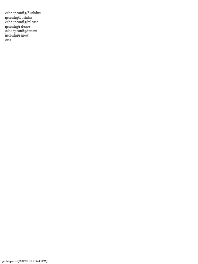 Echo Ipconfig/flushdns Ipconfig/flushdns Echo Ipconfig/release Ipconfig ...