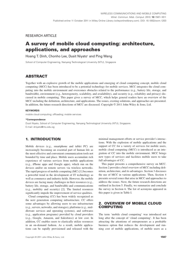 A Survey of Mobile Cloud Computing: Architecture, Applications, and ...
