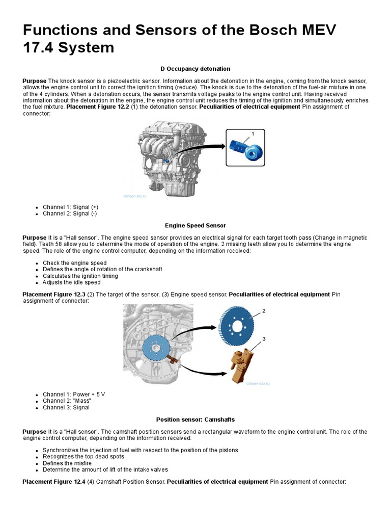 Functions and Sensors of the Bosch MEV 17.4 System A Comprehensive Overview of Engine Sensors