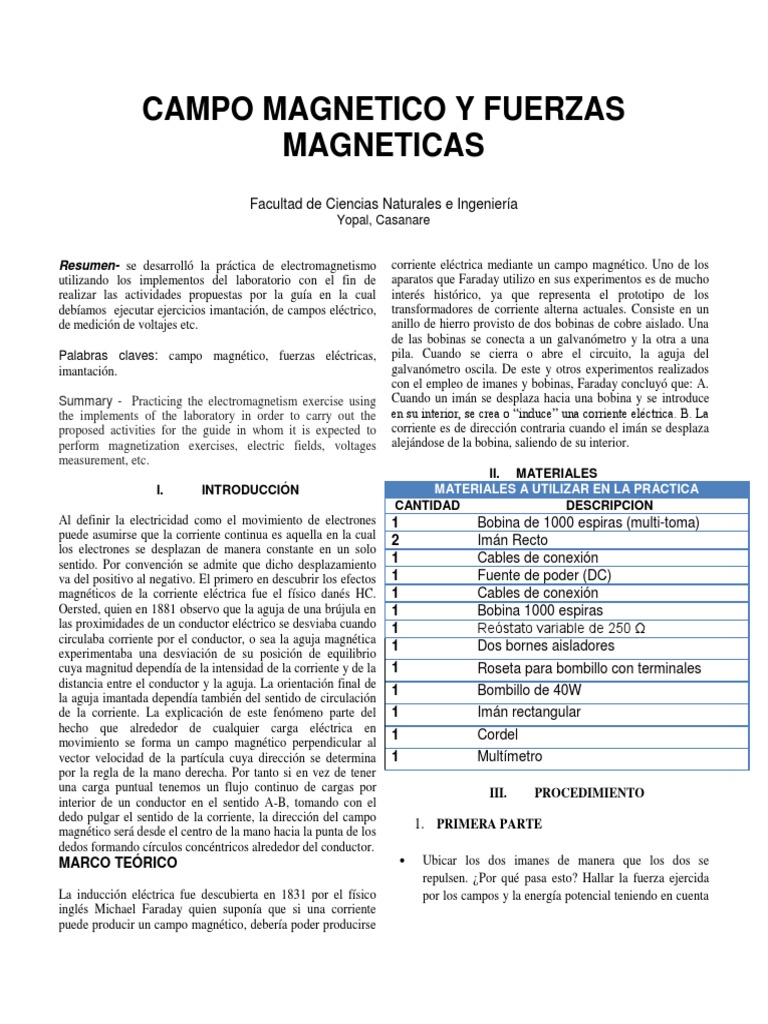 Informe 6 Electromagnetismo | PDF | Campo magnético | Corriente eléctrica, image size:768x1024