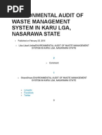 Environmental Audit of Waste Management System in Karu Lga