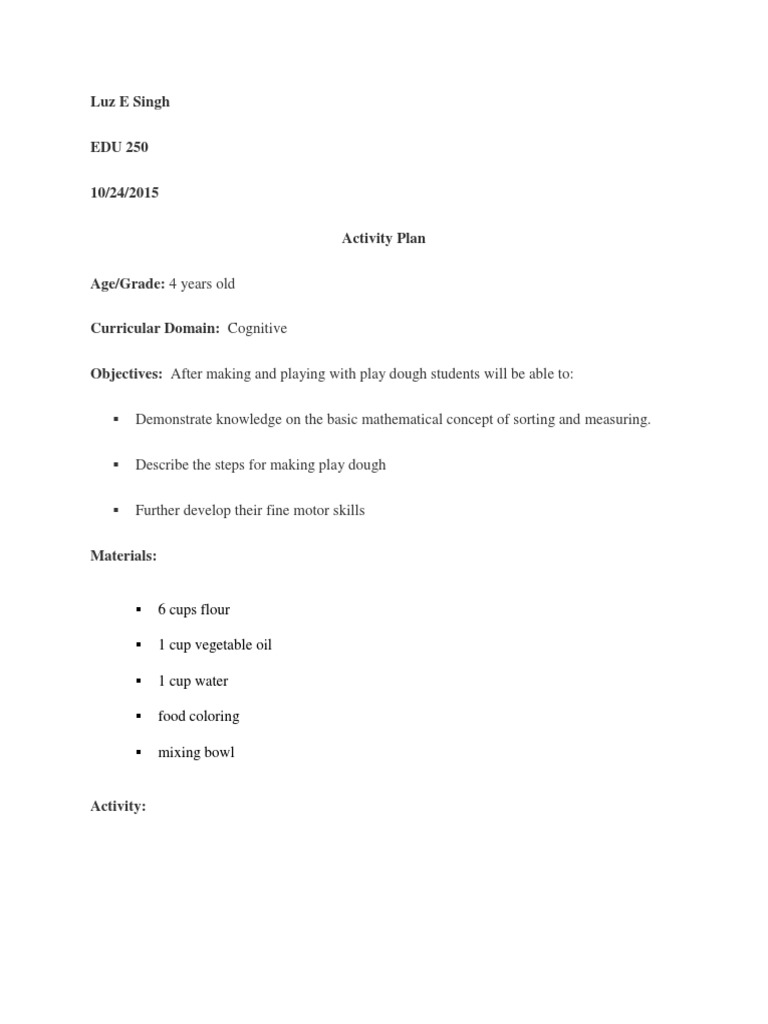 Activity Plan | PDF | Career & Growth | Self-Improvement