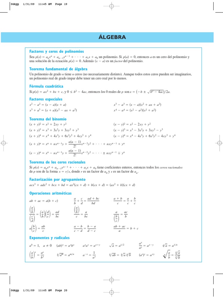Factores y ceros de polinomios | PDF | Matemática Elemental | Conceptos ...