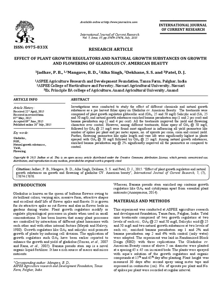 Effect Of Plant Growth Regulators And Natural Growth Substances On Growth Plant Hormone Banana