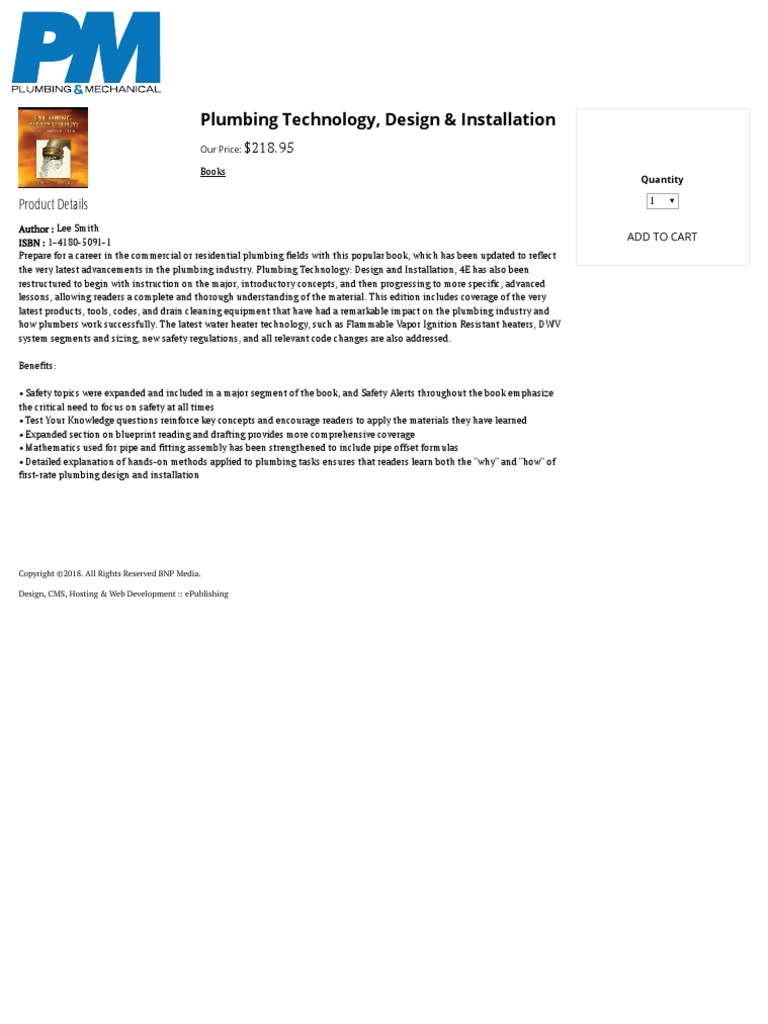 Plumbing Technology, Design & Installation - Plumbing and Mechanical ...