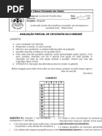 PROVA III UNIDADE - GEOGRAFIA - 5ª SÉRIE