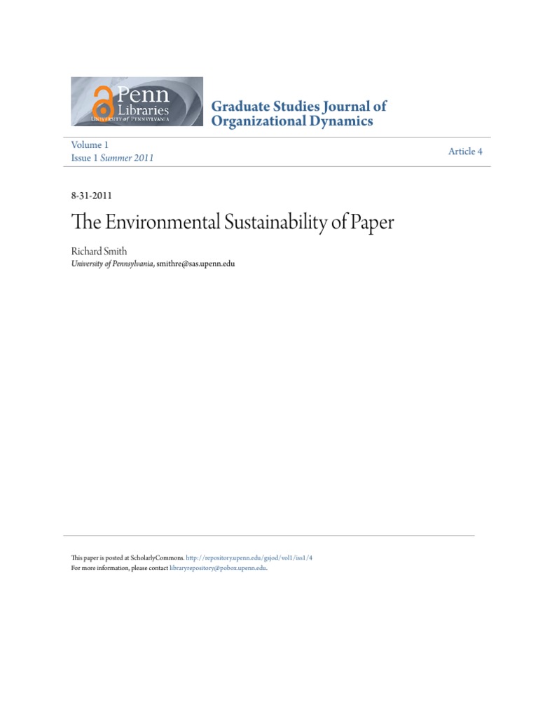 Paper's Environmental Impact | PDF | Paper | Sustainability