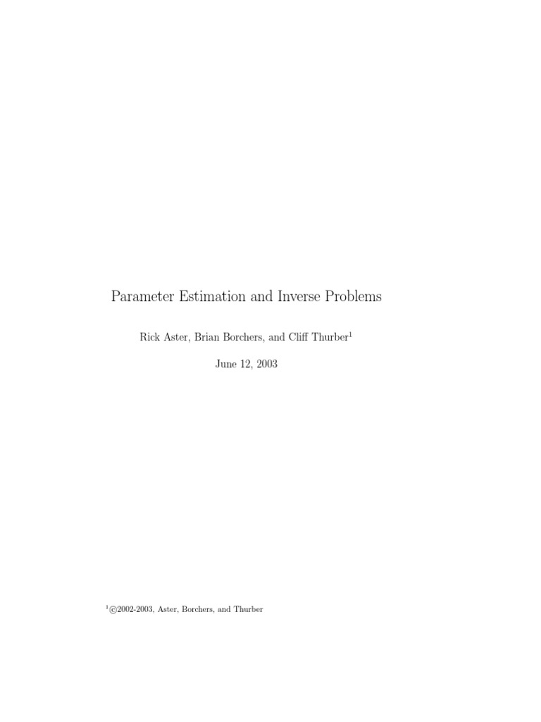 Parameter Estimation in Inverse Problems | PDF | Inverse Problem ...