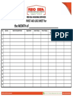 18. Monthly First Aid Log Sheet Blank