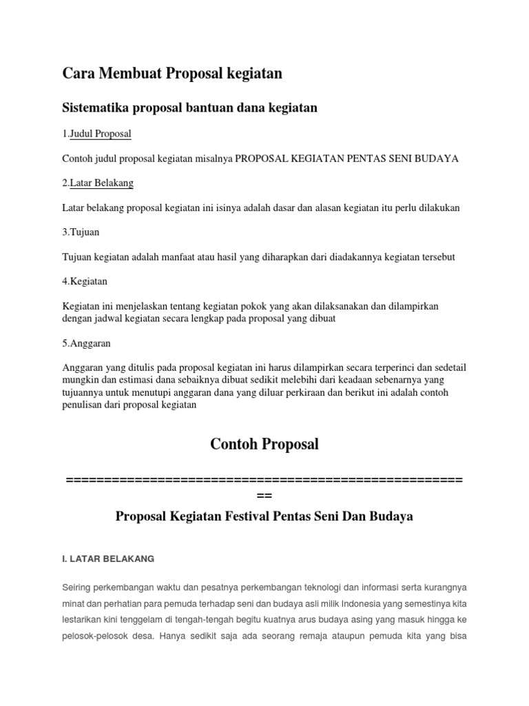 Membuat Proposal Kegiatan / Contoh Proposal Kegiatan Blog Pendidikan