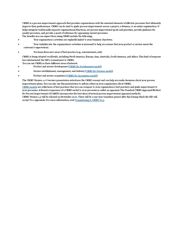CMMI for Development Overview | PDF