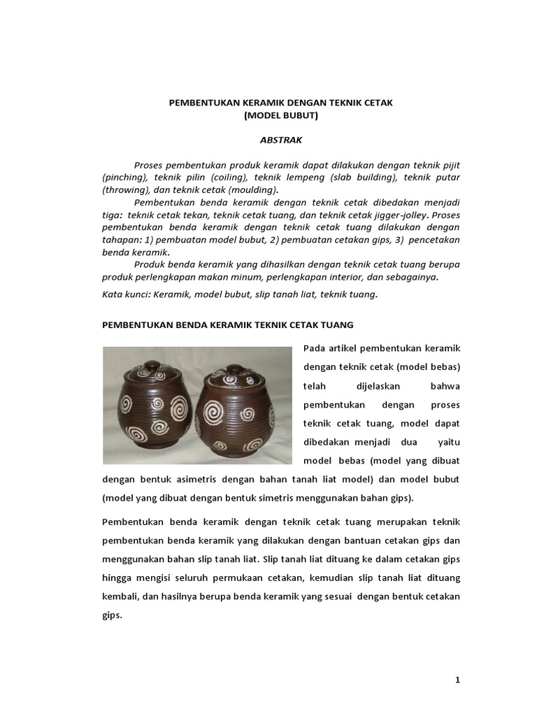 Bahan Pembentukan Tanah  Liat  Dengan Menggunakan Teknik 