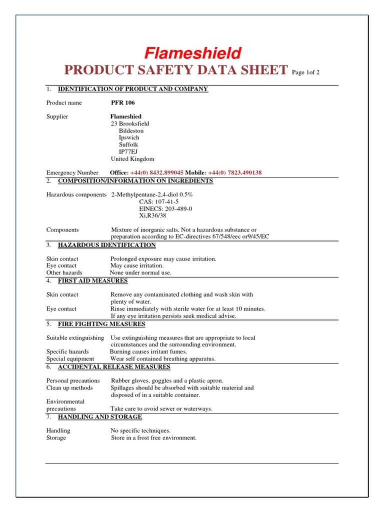 flameshield product data sheet Personal Protective Equipment Safety