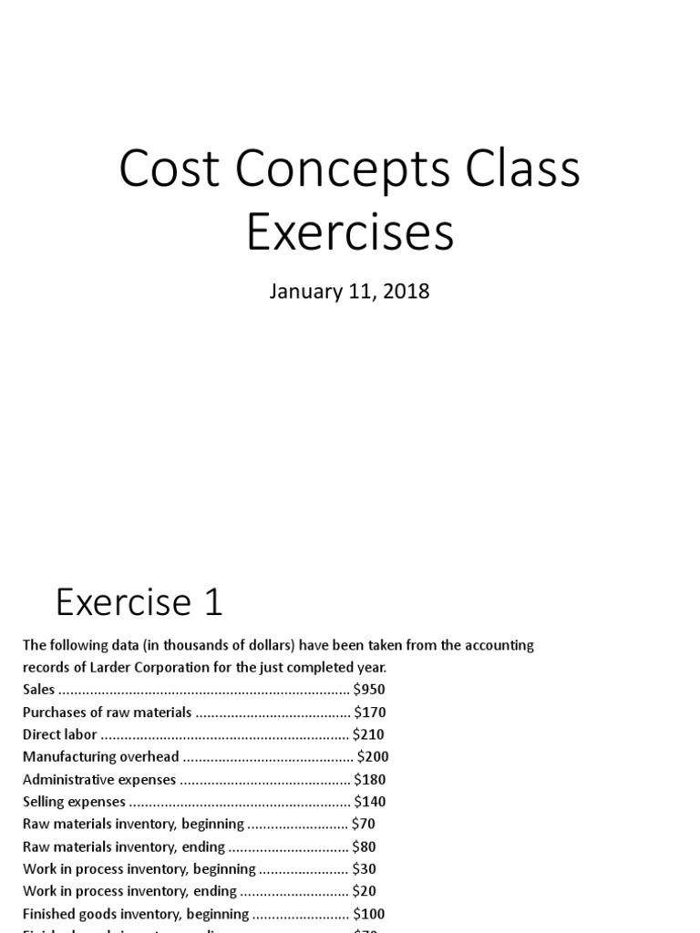 Cost Accounting Exercises Overview | PDF | Cost Of Goods Sold | Inventory