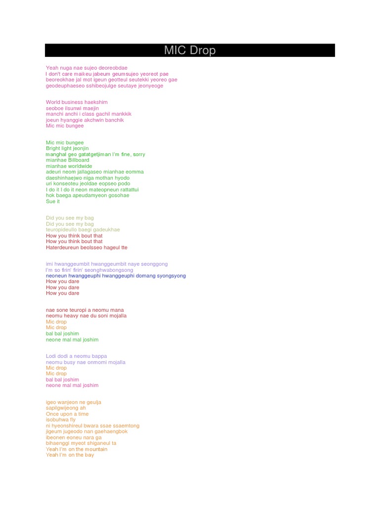 MIC Drop Did You See My Bag Did You See My Bag Teuropideullo Baegi