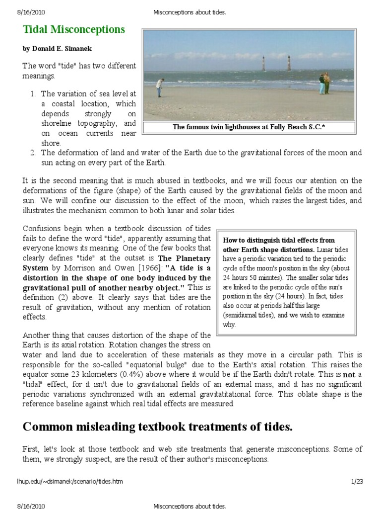 Misconceptions About Tides | PDF | Tide | Moon
