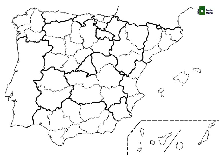 Mapa Mudo España Provincias