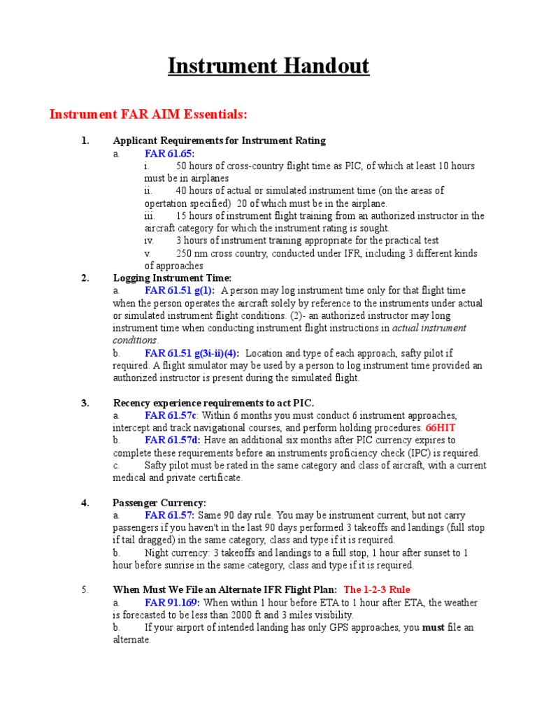 Instrument Essentials Instrument Flight Rules Visual Flight Rules
