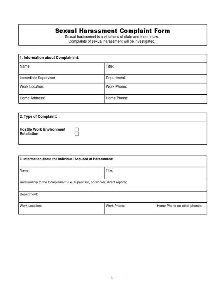 Nevada Gaming Control Board Sexual Harassment Reporting Form (draft