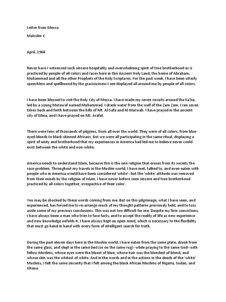 Letter From Mecca | PDF | Hajj | Abrahamic Religions