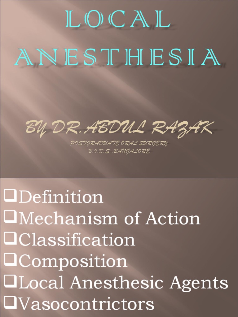Local Anesthesia Part1