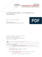 Le Secteur Électrique - Du Monopole à La Concurrence