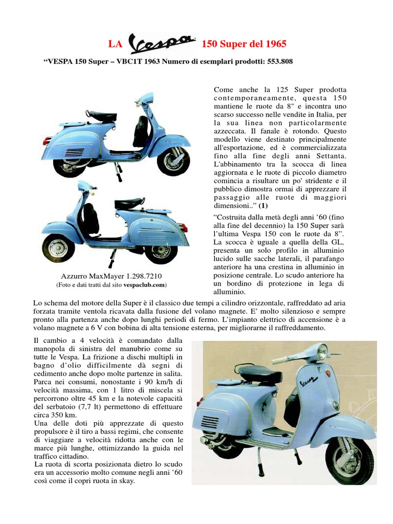 Scheda Tecnica Vespa Sprint Epoca Vespa Scooter Scheda Tecnica