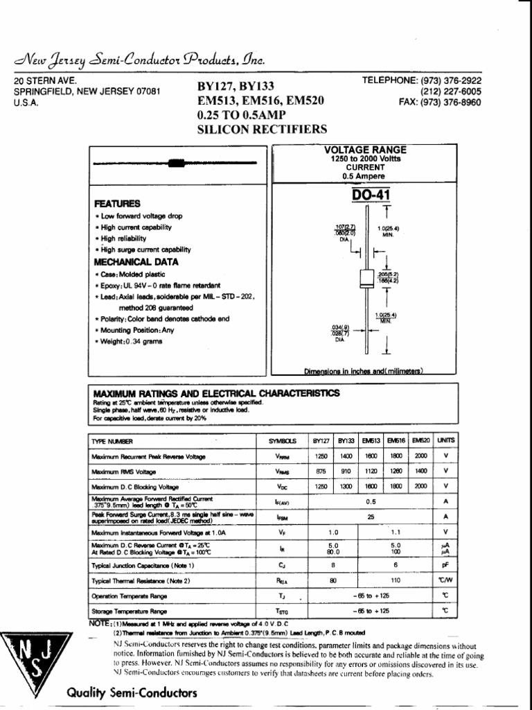 By127, By133 | PDF | Rectifier | Semiconductors