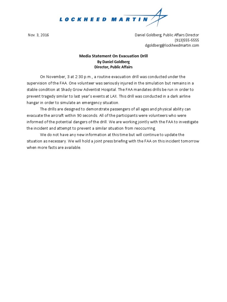 FAA Evacuation Drill Incident Report | PDF