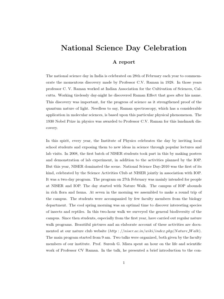 National Science Day Celebration in India | PDF | Optics | Physics