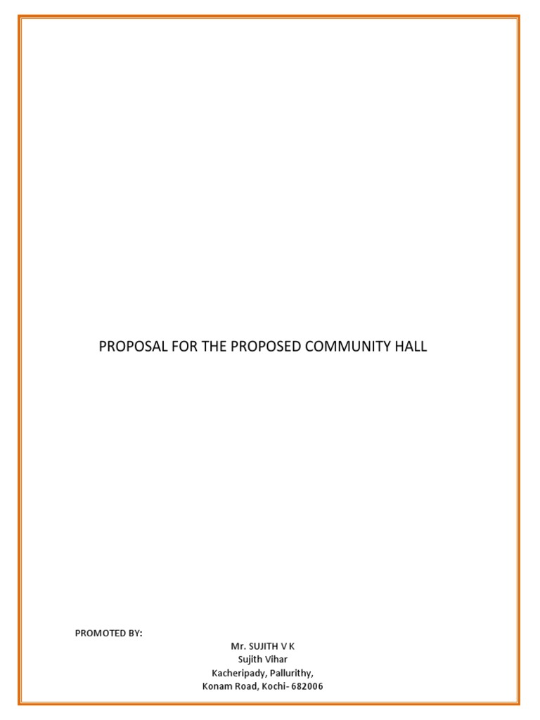 Proposal For The Proposed Community Hall | PDF | Banks | Business