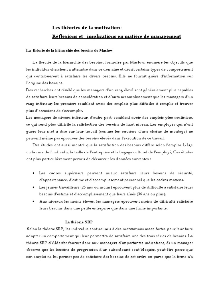 Motivation Et Management Cours (French) | PDF | Motivation | Motivant