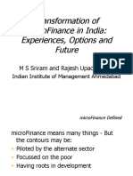 Transformation of microFinance in India: Options and Future