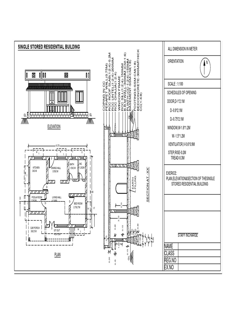 G+1 Residential Building Plan & Elevation | PDF | Queensland Heritage ...