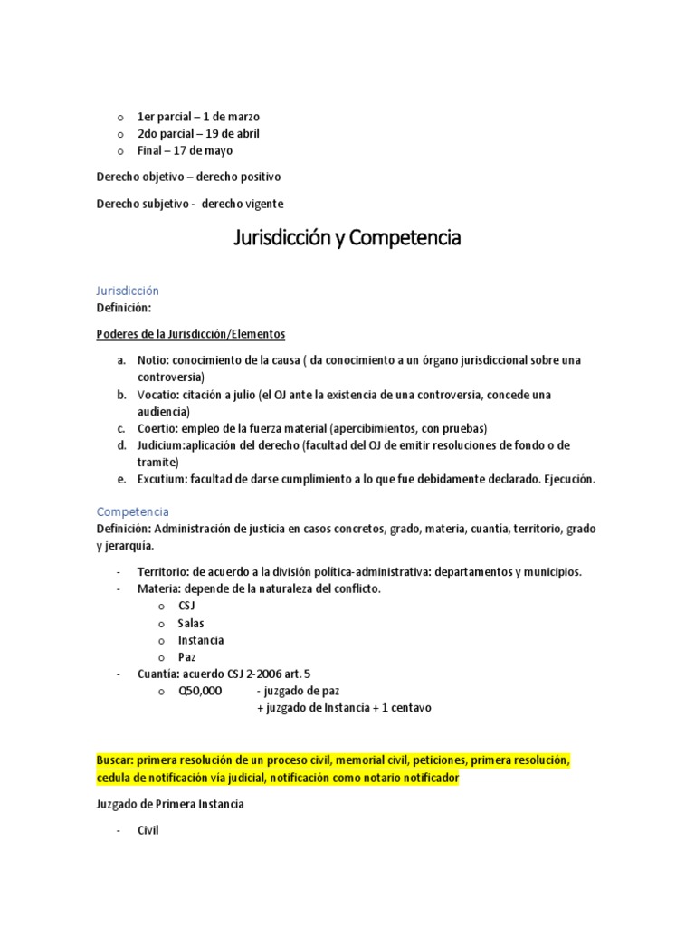 Jurisdicción y Competencia en Derecho Procesal | PDF | Jurisdicción ...
