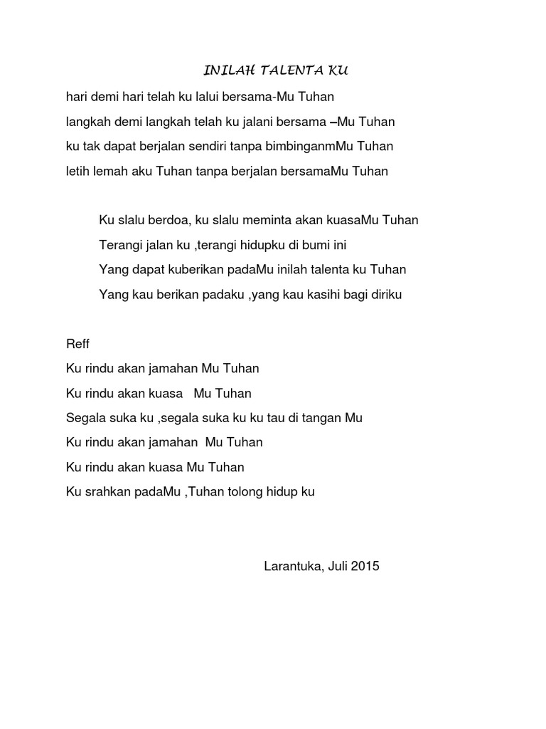 Inilah Talenta Ku
